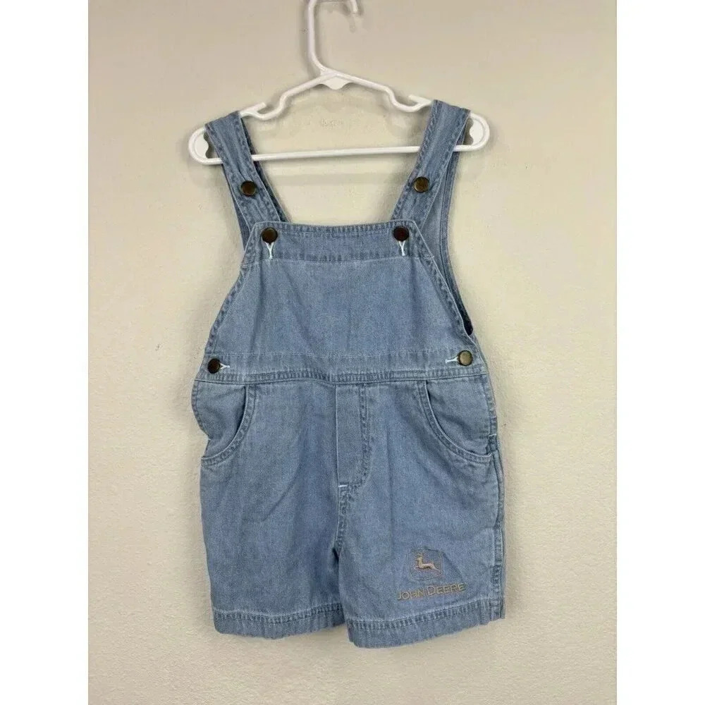 Forest And Hue Kids Vintage Denim Overalls John Deer Embroidery Size 2T